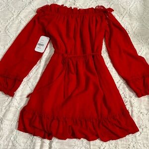 Red Ruffle Dotted Dress